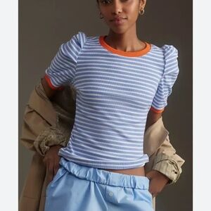 Anthropologie Maeve puff sleeve striped top size S